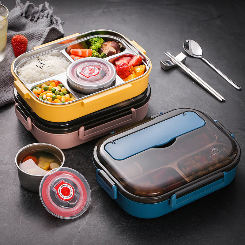 5 Compartment Stainless Steel Bento Box with Cutlery