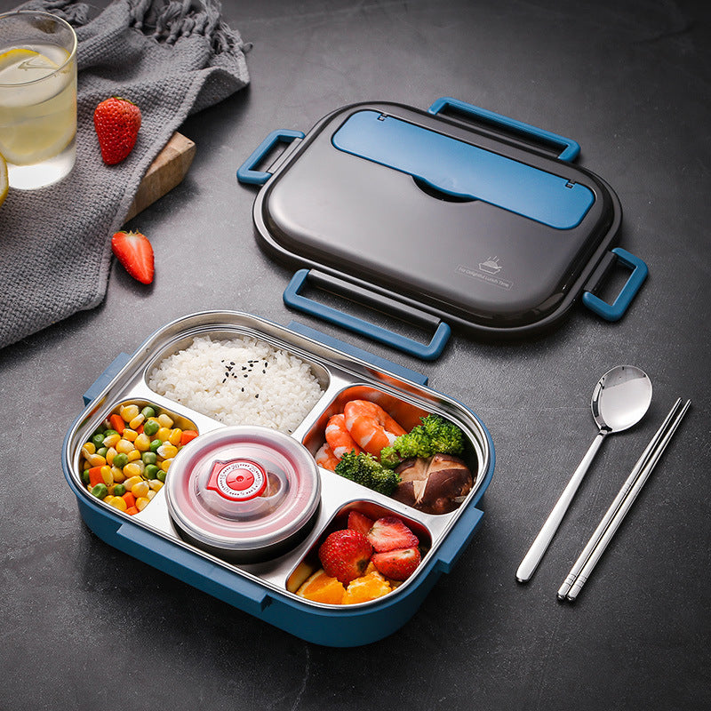 5 Compartment Stainless Steel Bento Box with Cutlery
