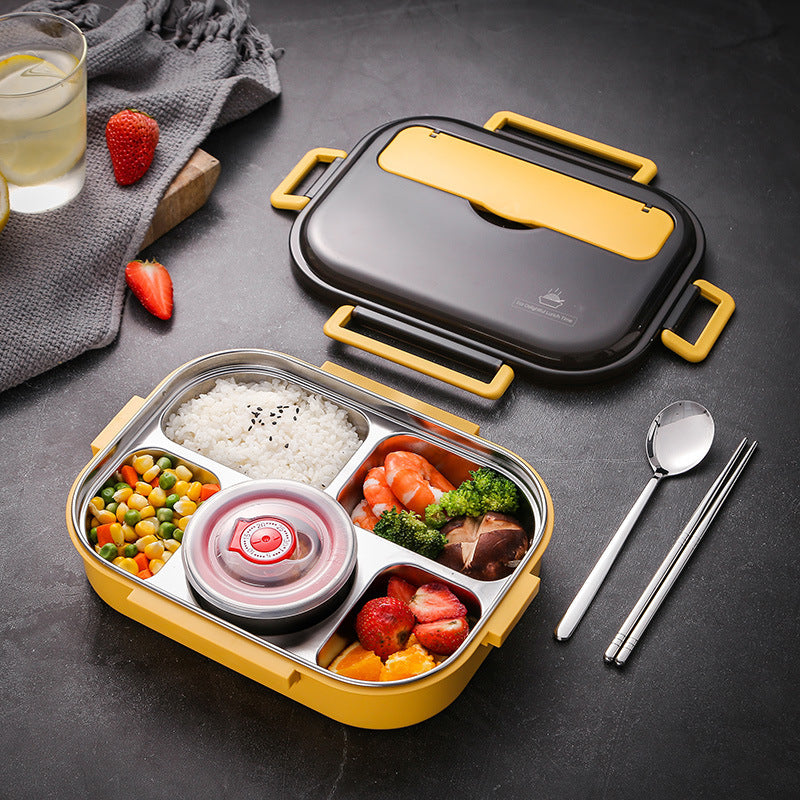 5 Compartment Stainless Steel Bento Box with Cutlery