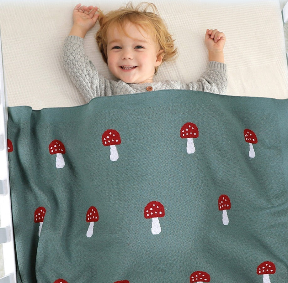 Soft Knit Mushroom Baby Blanket/Swaddle