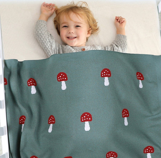 Soft Knit Mushroom Baby Blanket/Swaddle