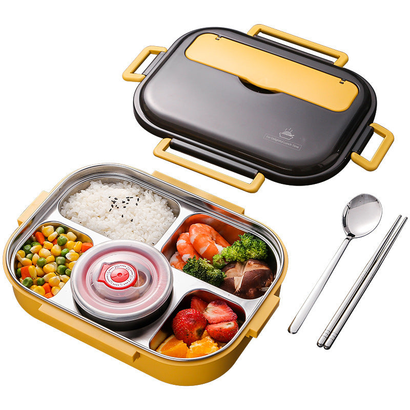5 Compartment Stainless Steel Bento Box with Cutlery