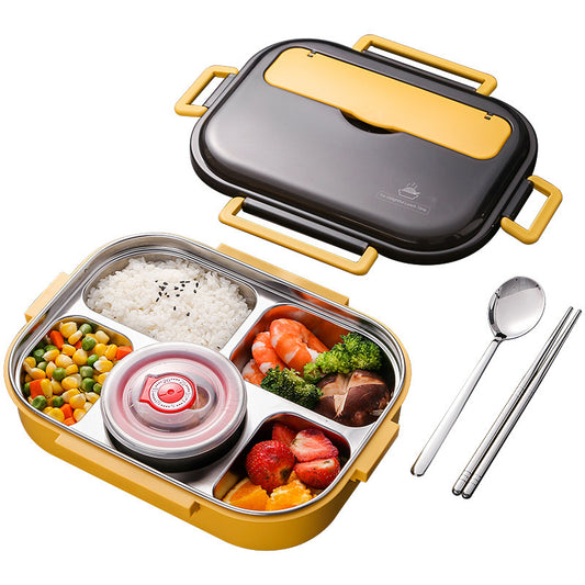 5 Compartment Stainless Steel Bento Box with Cutlery