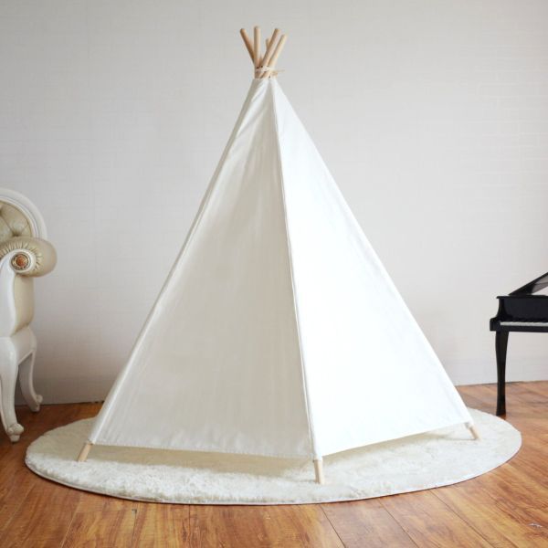 Lily White Cotton Canvas Kids Hexagonal Teepee Tent