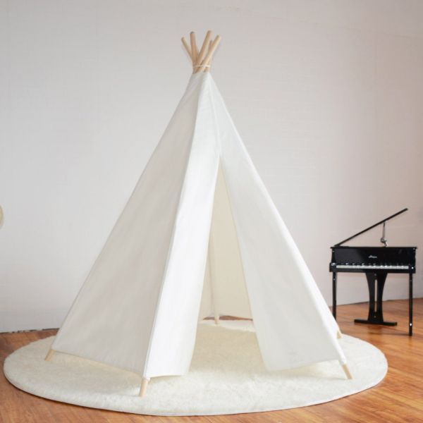 Lily White Cotton Canvas Kids Hexagonal Teepee Tent
