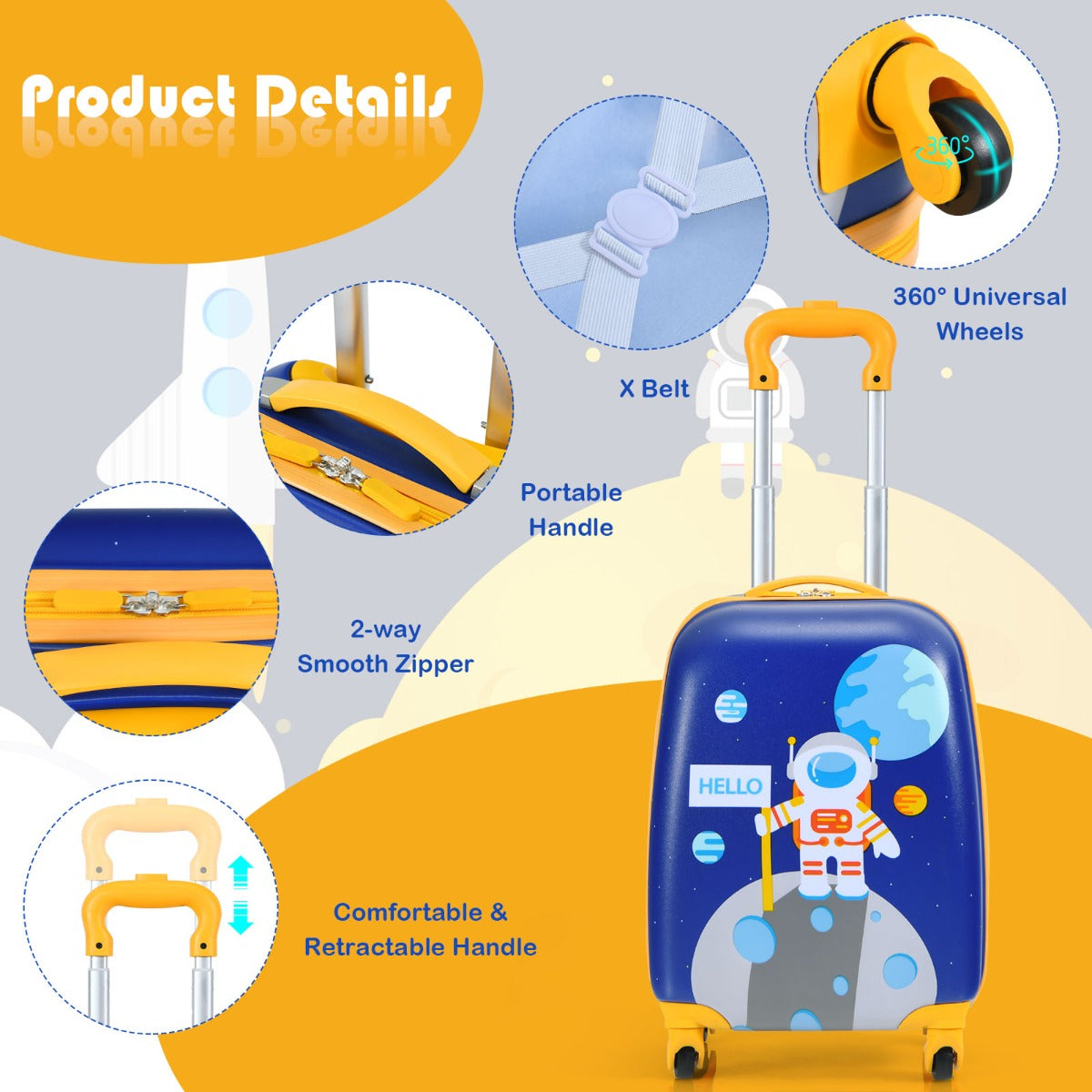 Kids Carry On Luggage Set - Astronaut