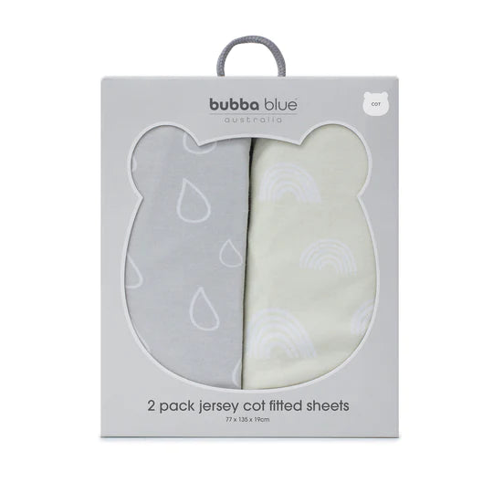 Bubba Blue Jersey Cot Fitted Sheets Nordic 2pk Grey/Sand