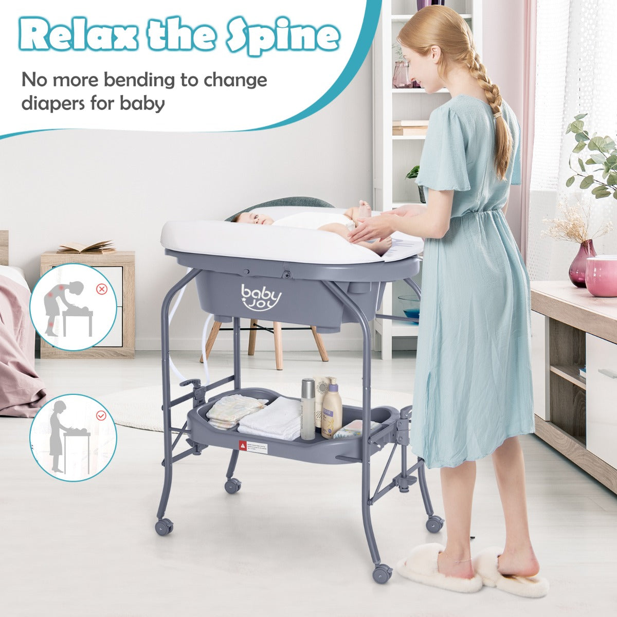 SmartCare 2-in-1 Baby Changing Table with Bathtub