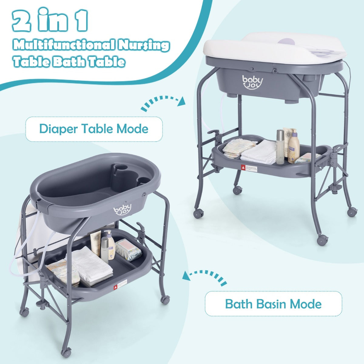 SmartCare 2-in-1 Baby Changing Table with Bathtub