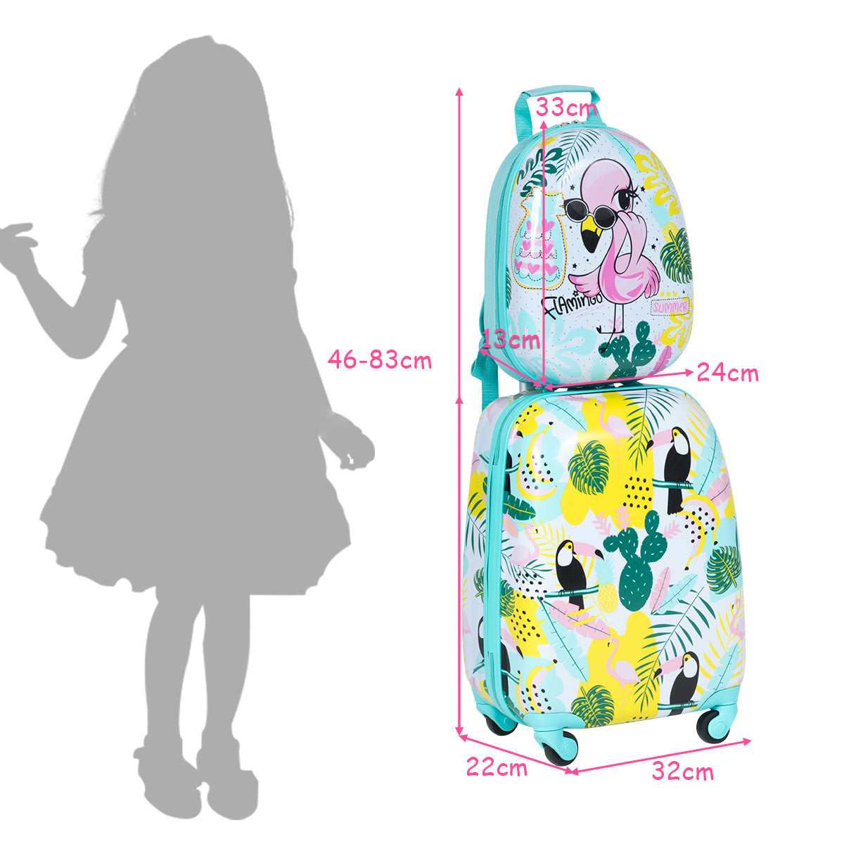 Kids Carry On Luggage Set - Flamingo