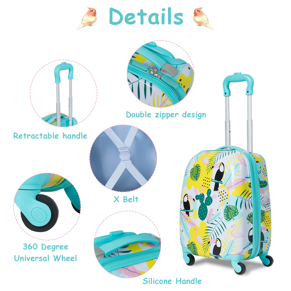 Kids Carry On Luggage Set - Flamingo