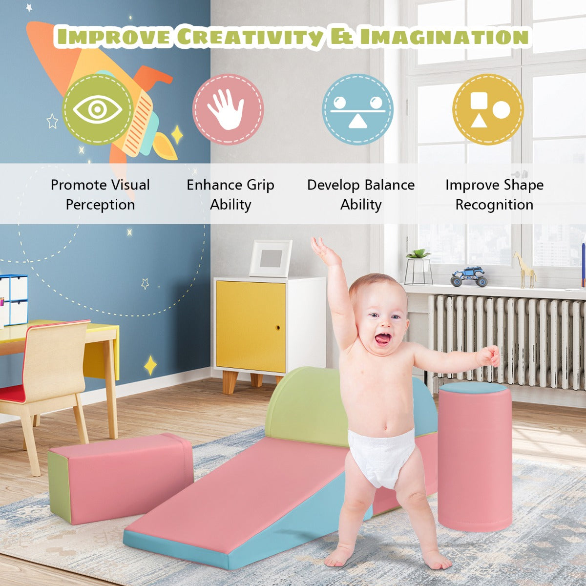 Climb 'n' Crawl 5-Piece Foam Blocks Activity Play Set