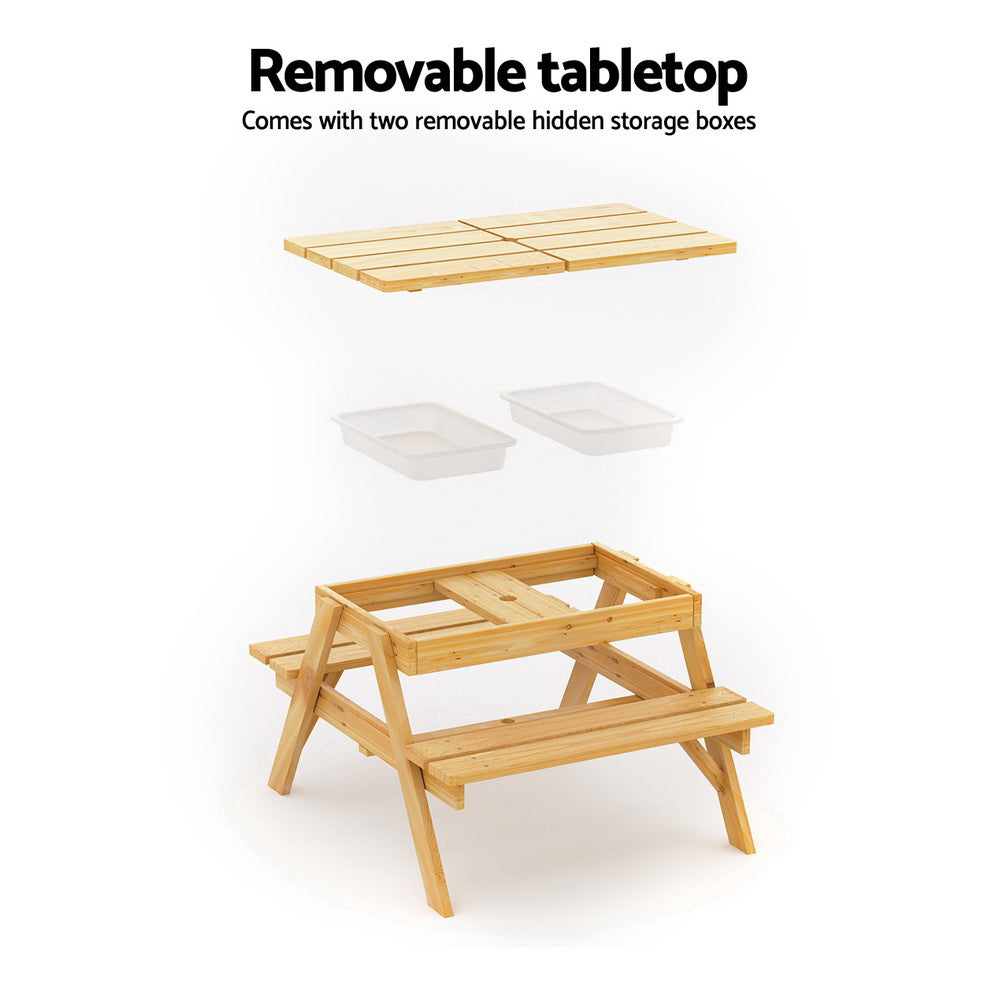 Sunshine Haven Kids' Picnic Bench with Umbrella & Sandbox - Orange