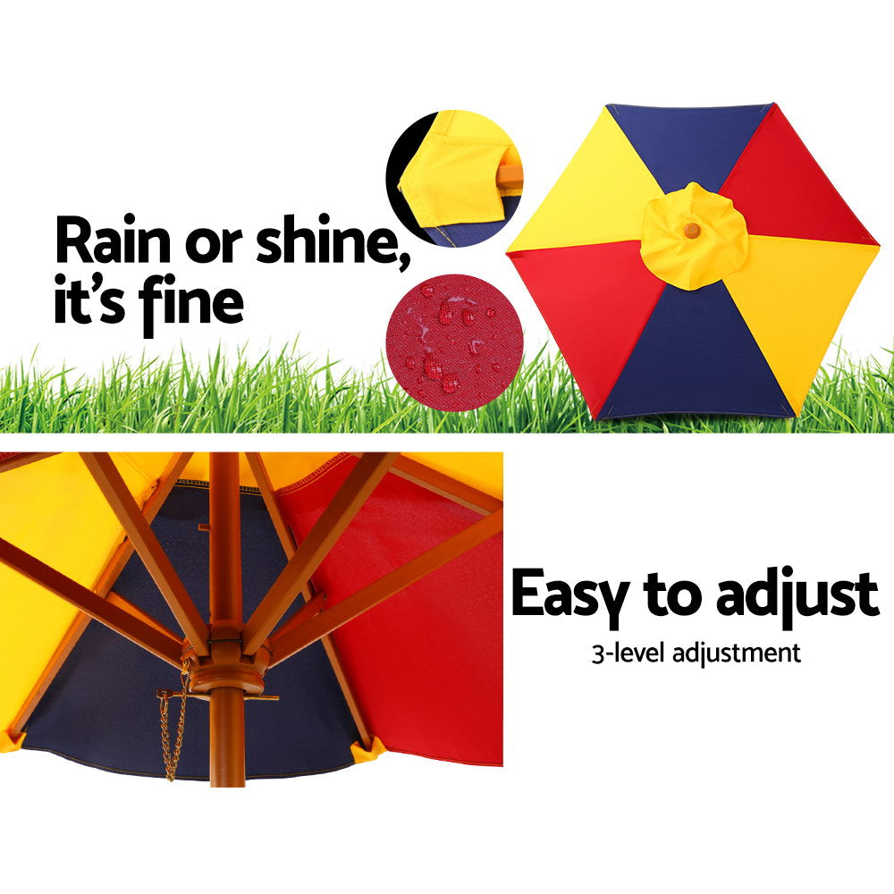 Kids Picnic Table Set with Umbrella - Rainbow
