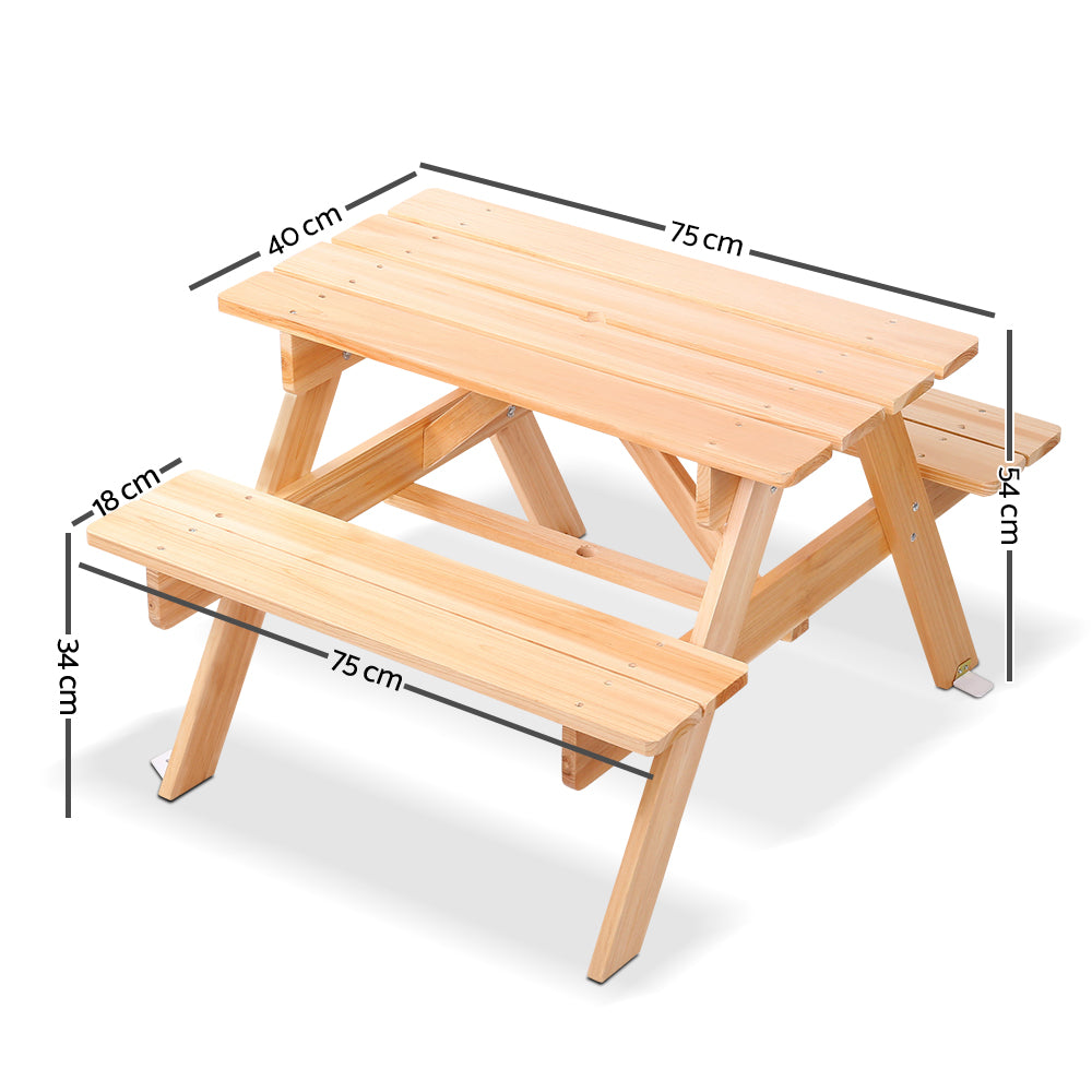 Kids Picnic Table Set with Umbrella - Natural
