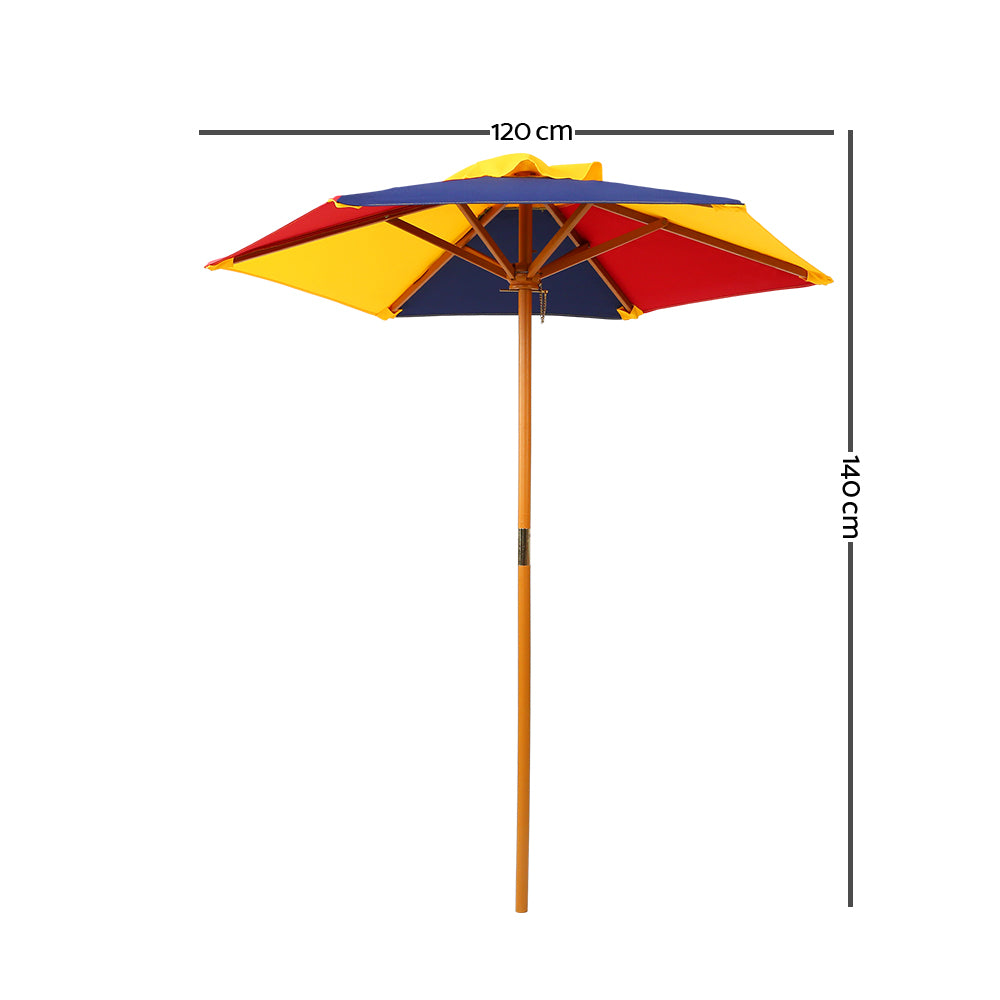 Kids Picnic Table Set with Umbrella - Natural