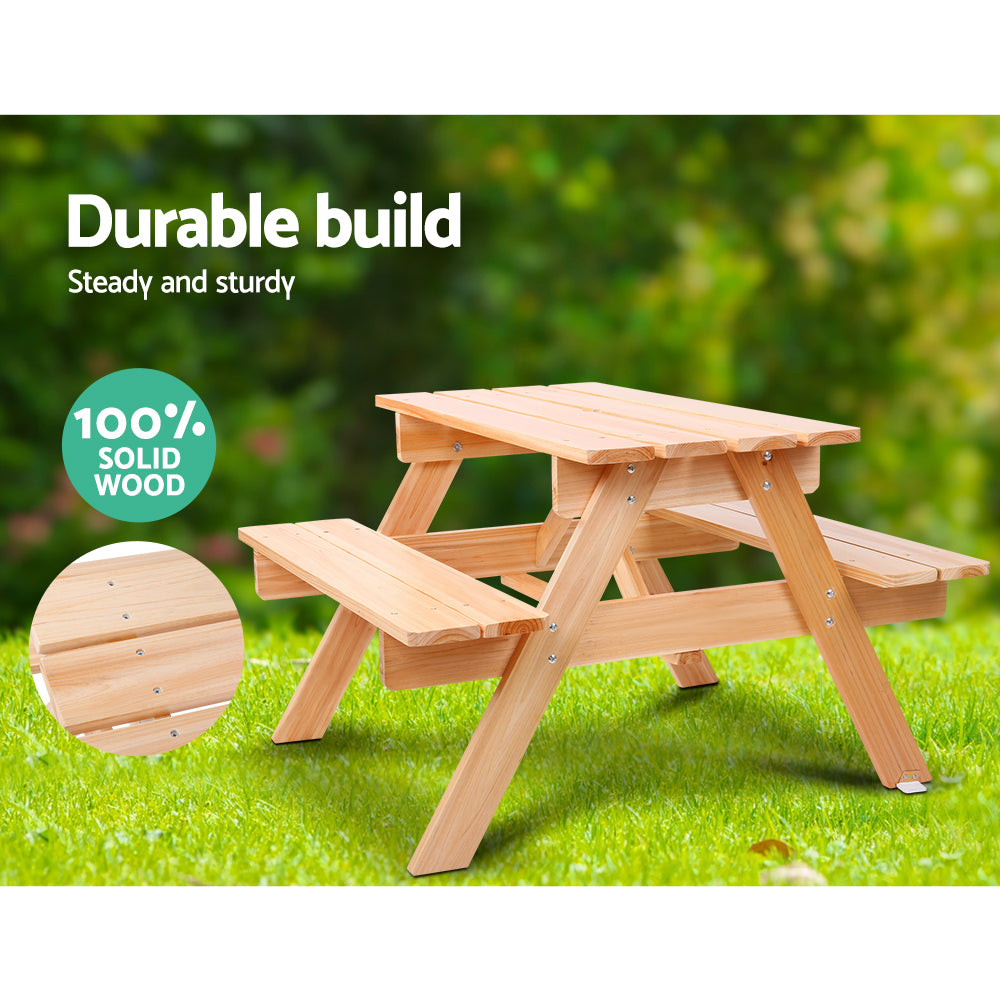 Kids Picnic Table Set with Umbrella - Natural