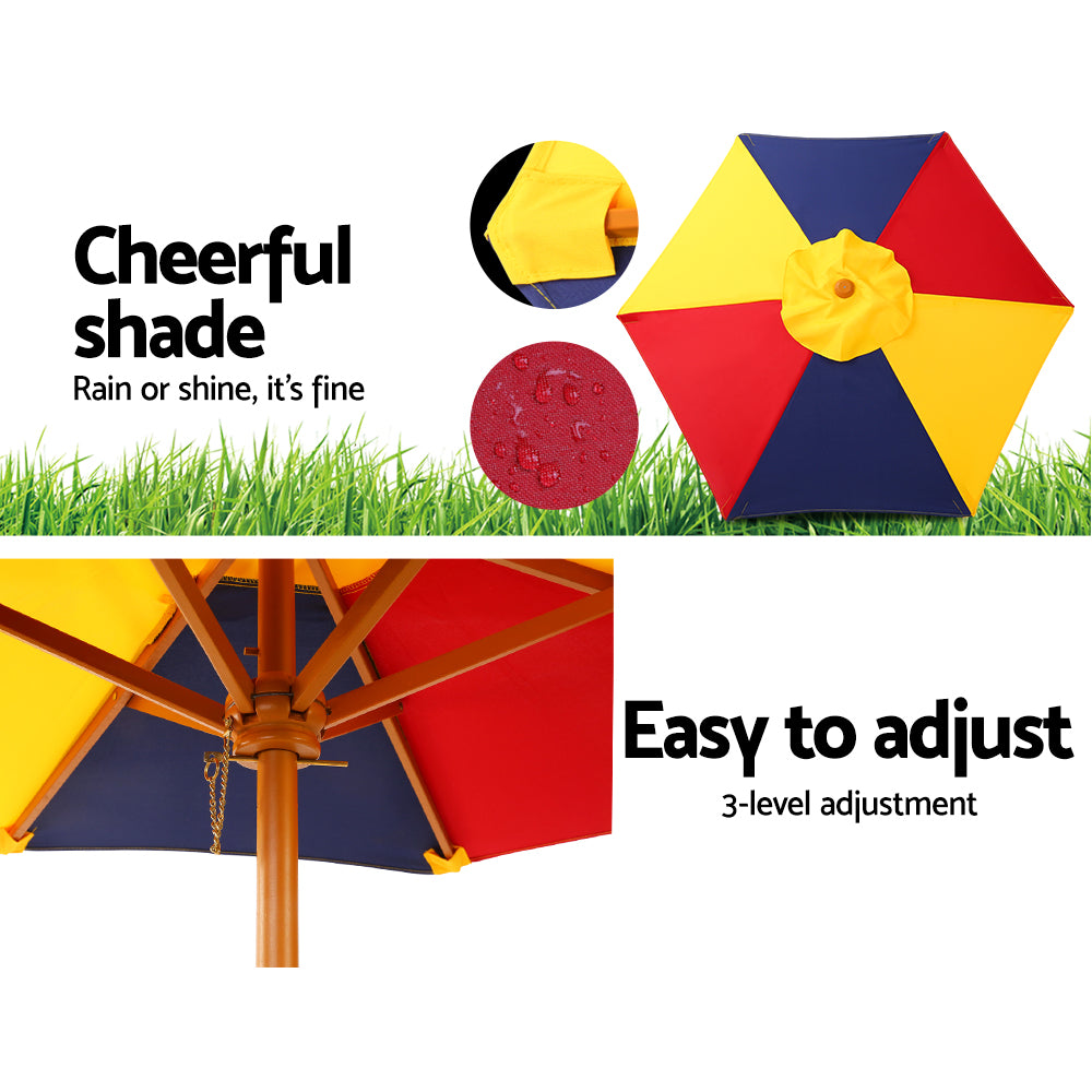 Kids Picnic Table Set with Umbrella - Natural