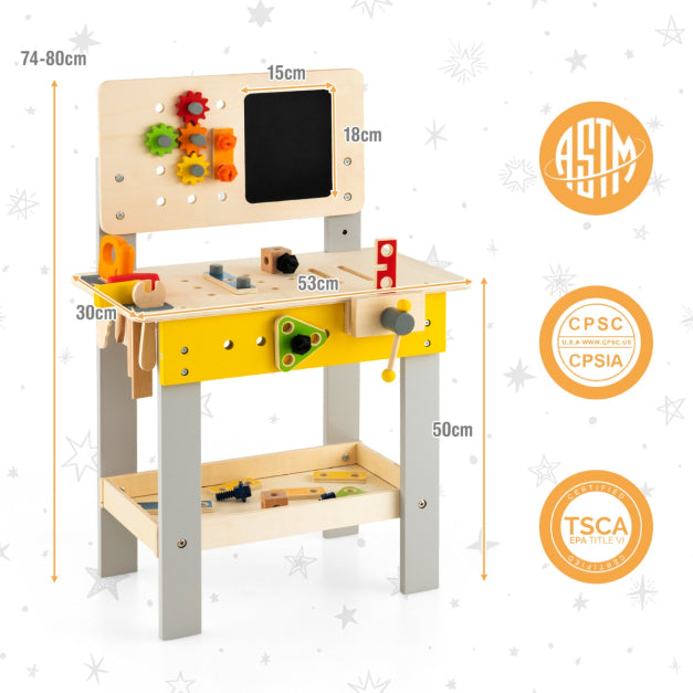 Kid's Pretend Workbench with Tools & Blackboard
