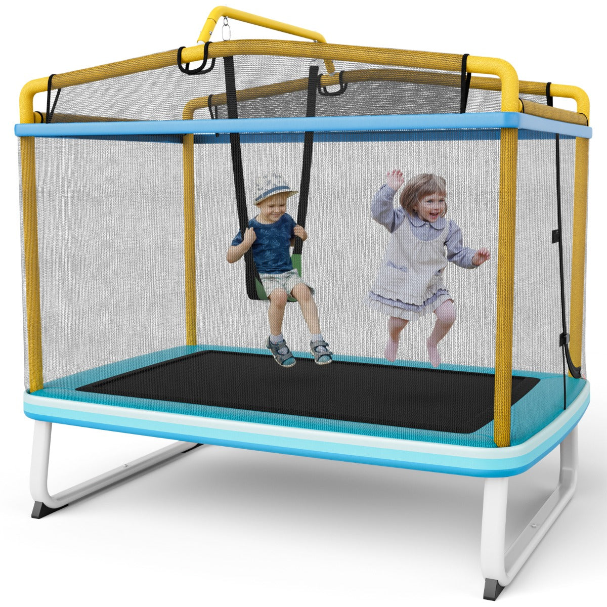 Kenzo Rectangle Trampoline with Swing & Horizontal Bar