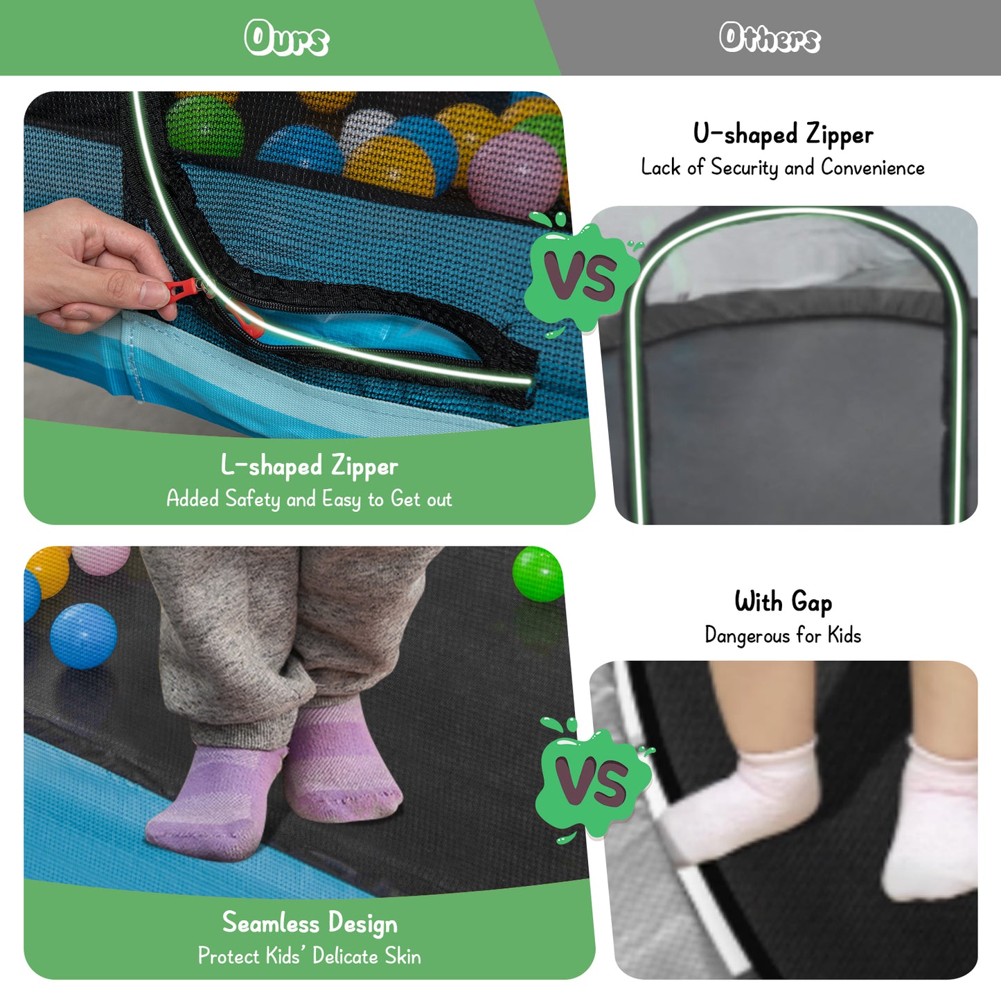 Kenzo Rectangle Trampoline with Swing & Horizontal Bar