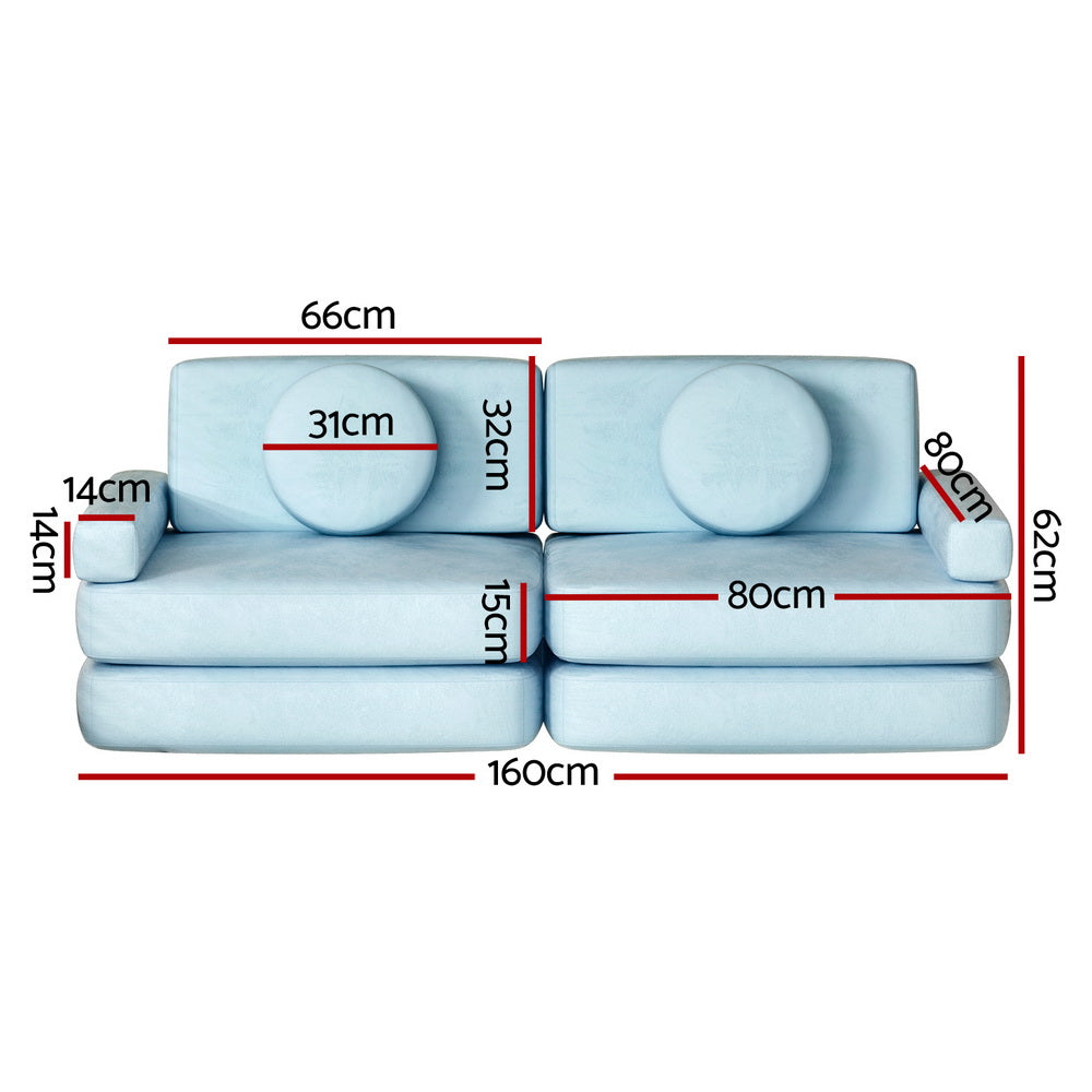Modular Play Couch for Kids - Baby Blue