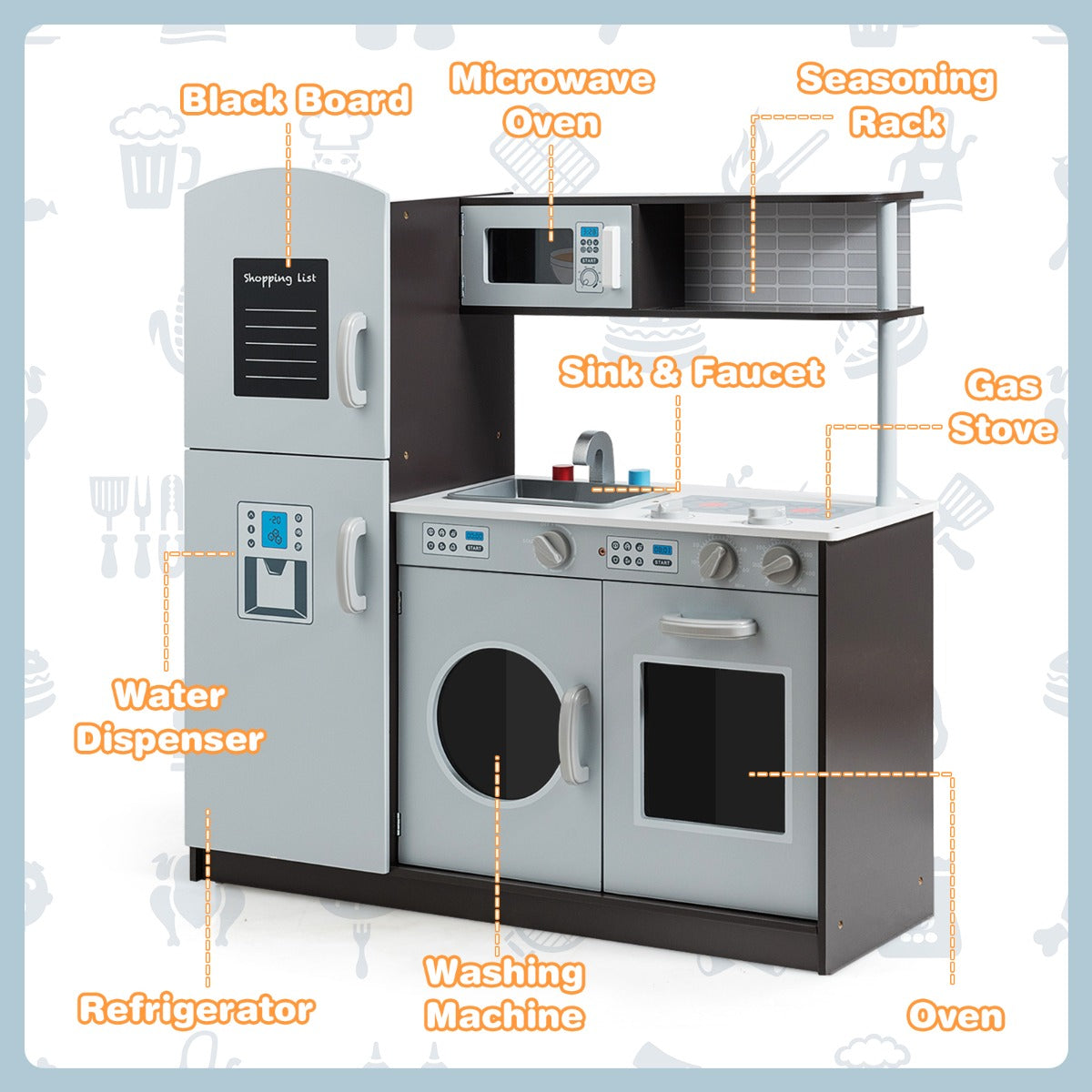 Scandi Pretend Kitchen with Washing Machine