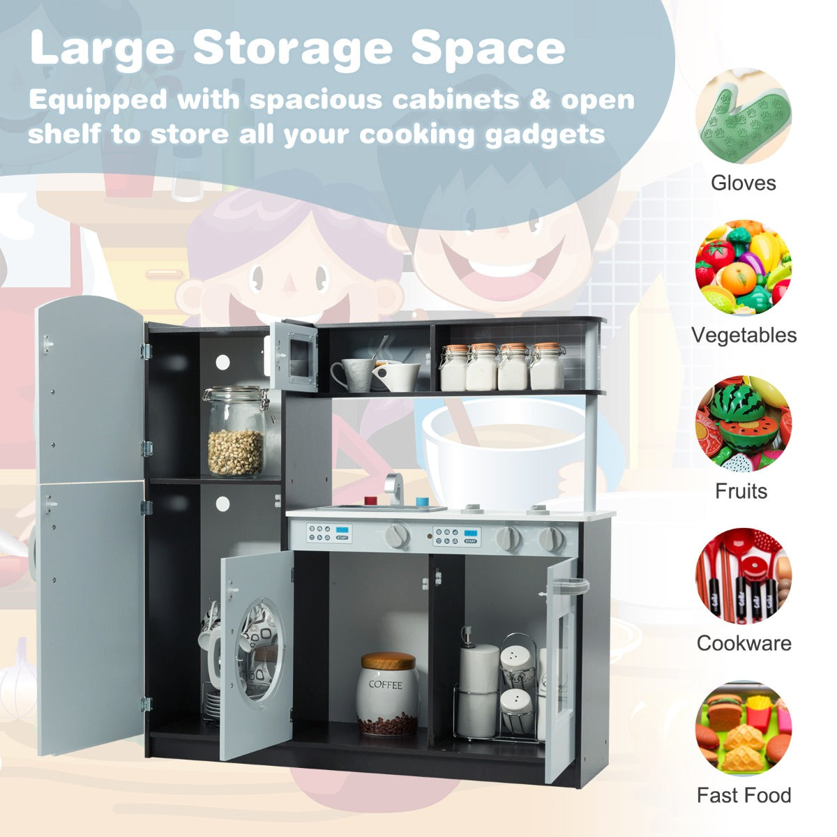 Scandi Pretend Kitchen with Washing Machine