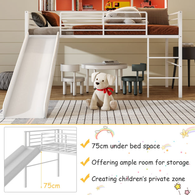 Nebula Kids' Loft Single Bed with Slide