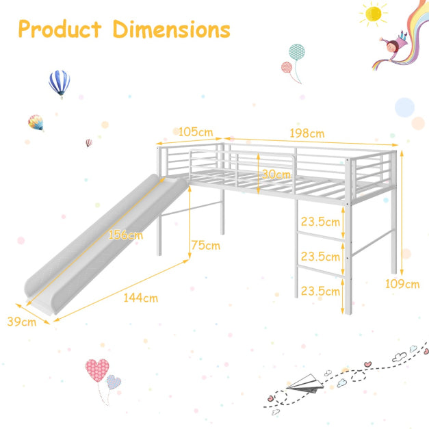 Nebula Kids' Loft Single Bed with Slide