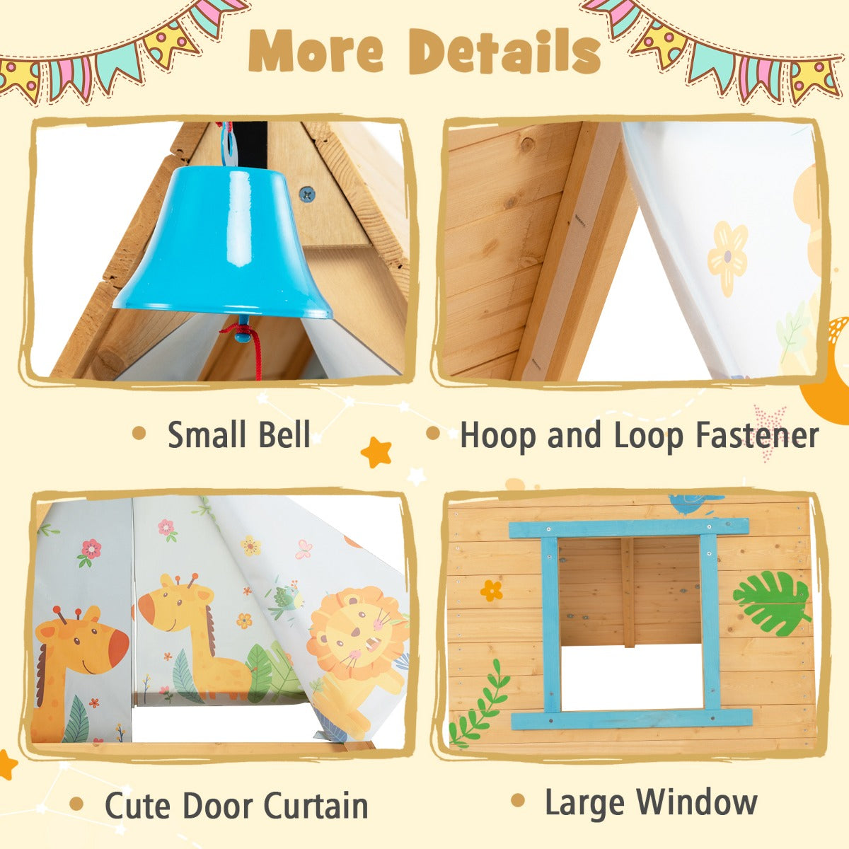 Kid's Triangle Cubby House with Climbing Wall