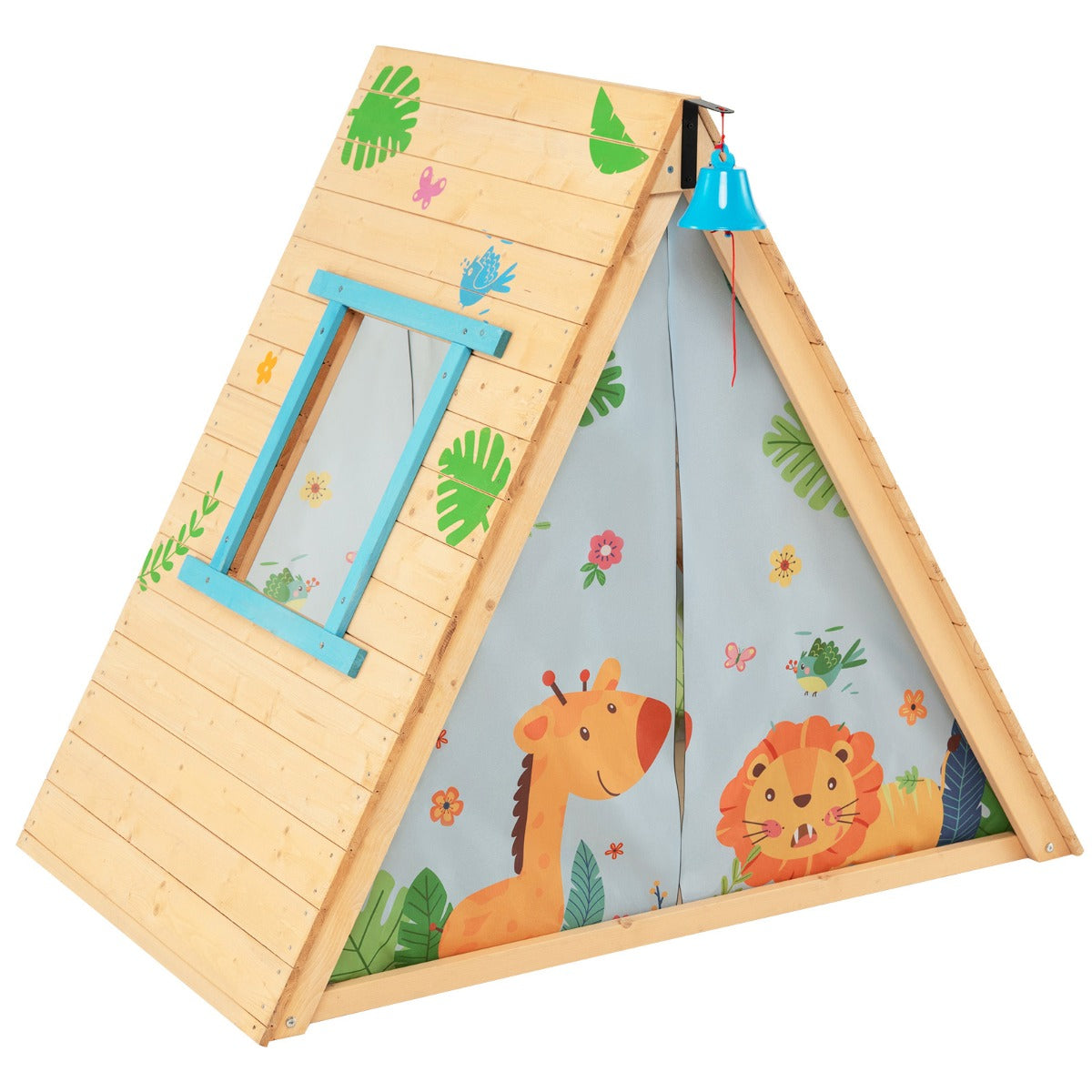 Kid's Triangle Cubby House with Climbing Wall
