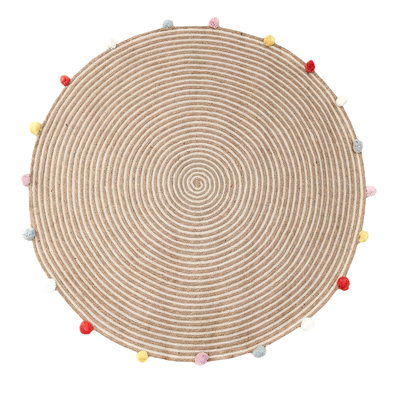Scandi Pompom Round Jute Rug