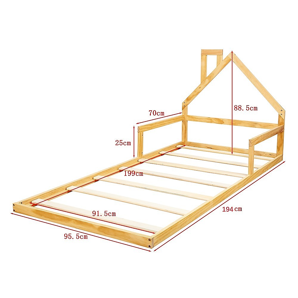 Hampton Montessori Kid's Pine Wood Floor Bed Frame