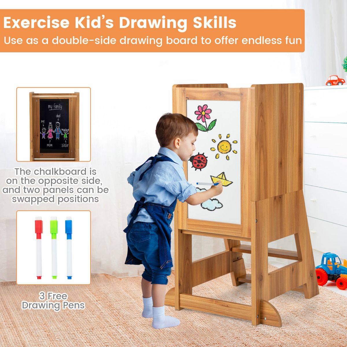 LittleHelper Standing Tower & Kitchen Helper Stool with Washable Markers