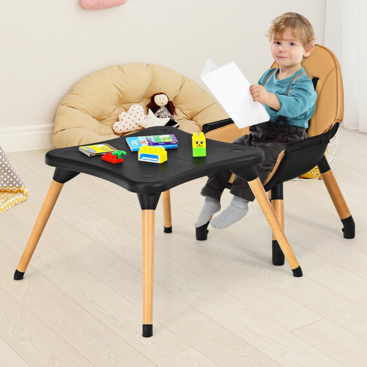 Adjustable Wooden Baby Highchair