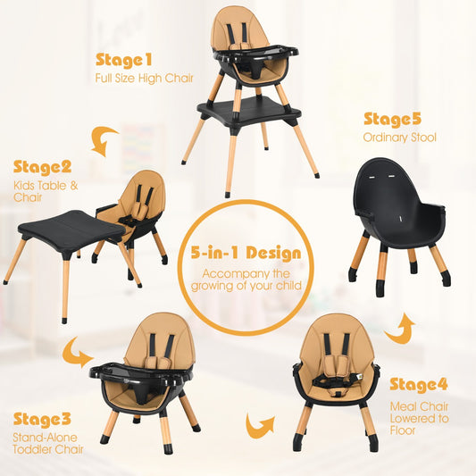 Adjustable Wooden Baby Highchair