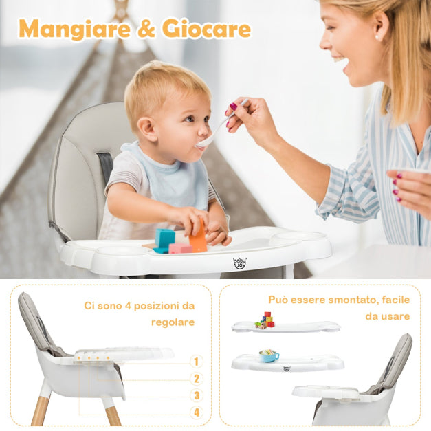 Adjustable Wooden Baby Highchair