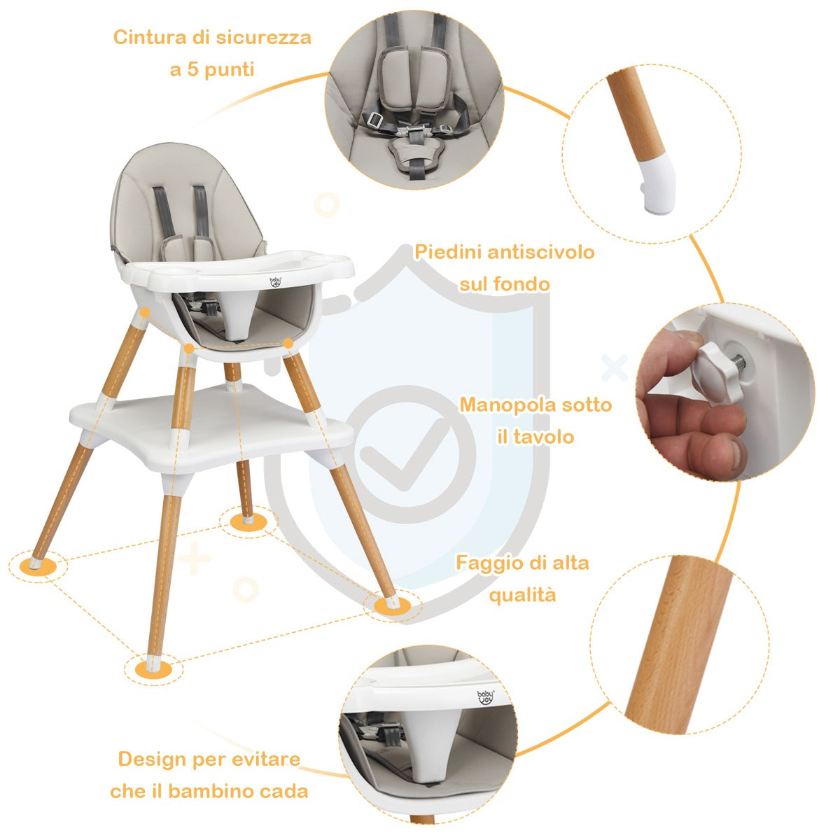 Adjustable Wooden Baby Highchair