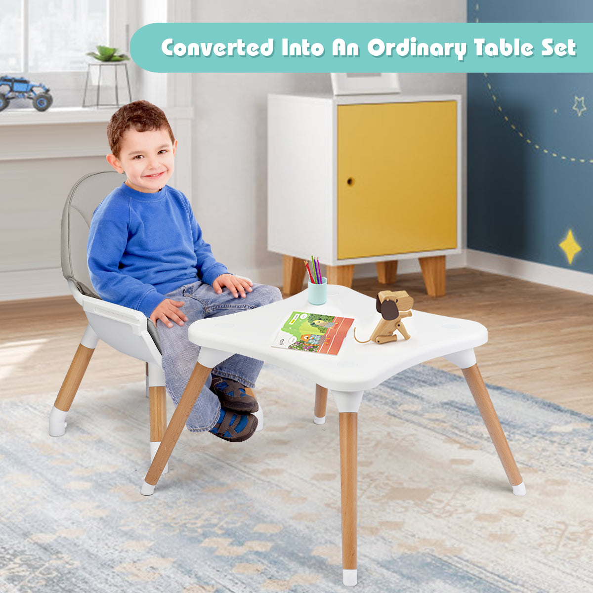 Adjustable Wooden Baby Highchair