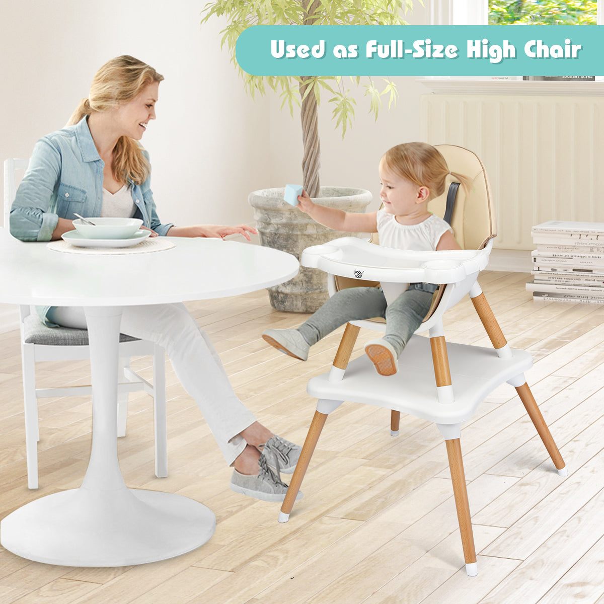 Adjustable Wooden Baby Highchair
