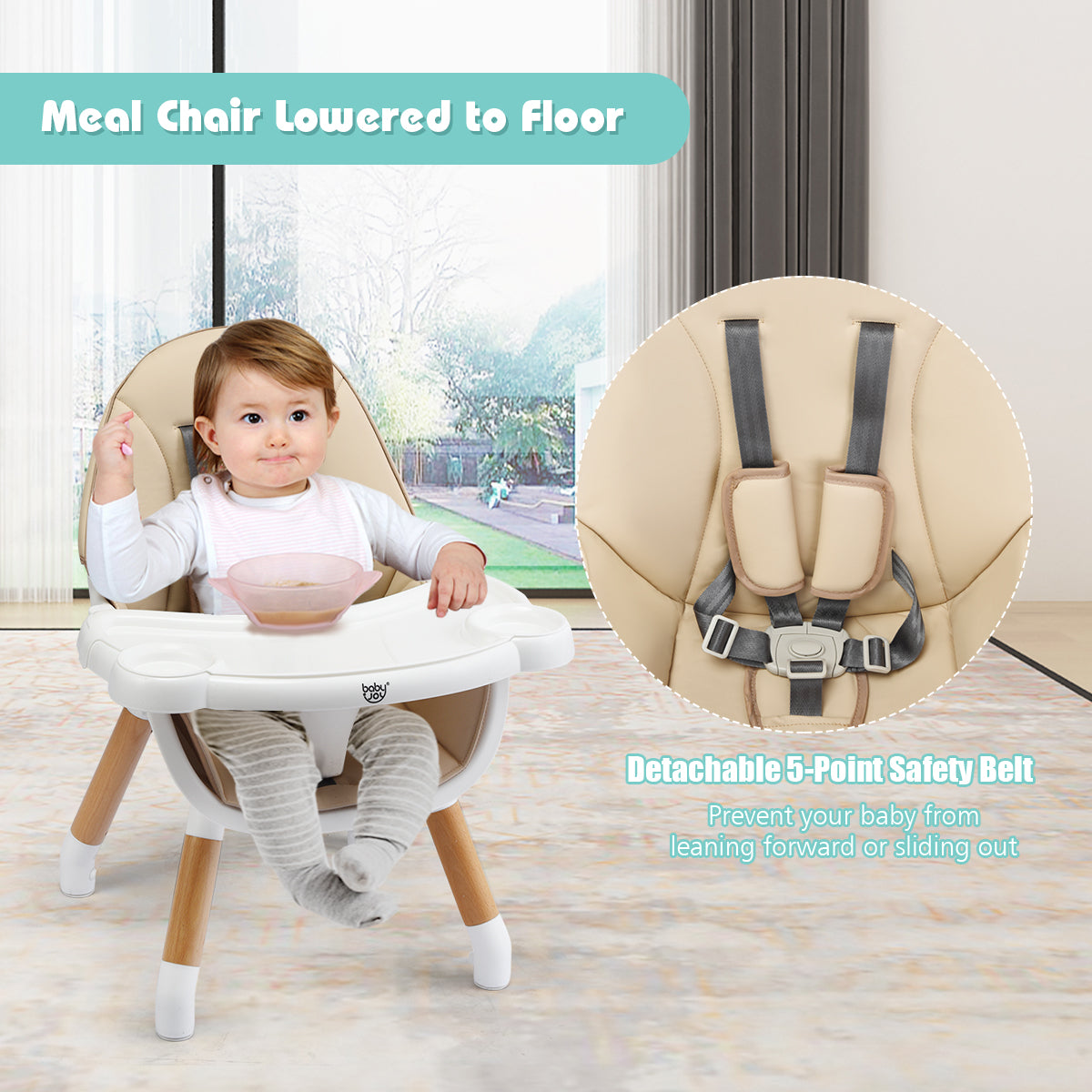 Adjustable Wooden Baby Highchair