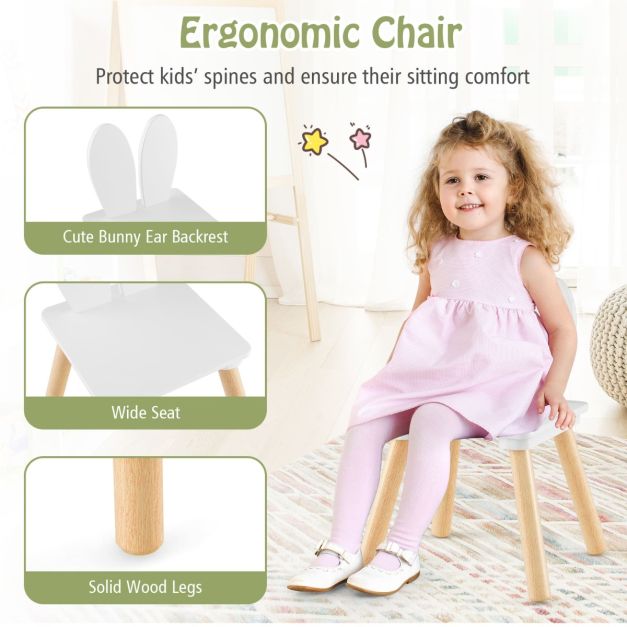 Scandi Kids' Rabbit Ear Chair & Table Set
