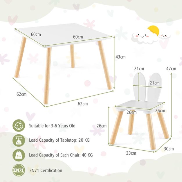Scandi Kids' Rabbit Ear Chair & Table Set