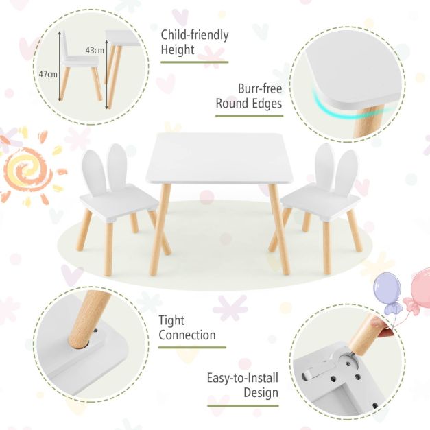 Scandi Kids' Rabbit Ear Chair & Table Set