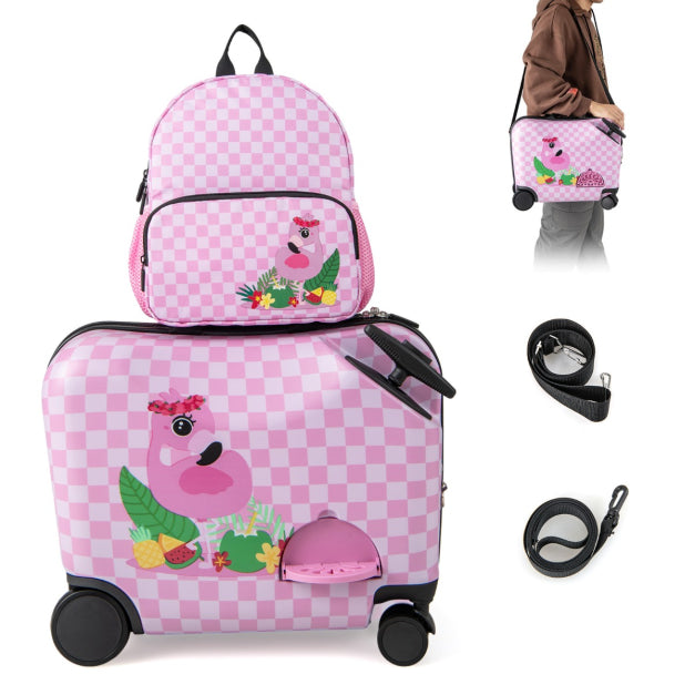 Kids Carry On Luggage Set - Flamingo, Dino, Unicorn