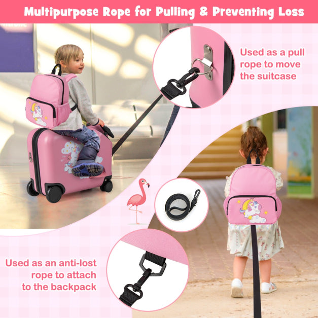 Kids Carry On Luggage Set - Flamingo, Dino, Unicorn