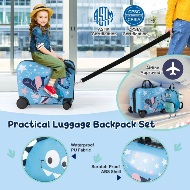 Kids Carry On Luggage Set - Flamingo, Dino, Unicorn