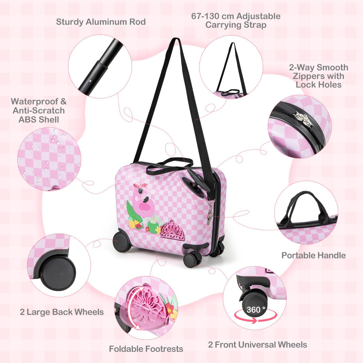 Kids Carry On Luggage Set - Flamingo, Dino, Unicorn