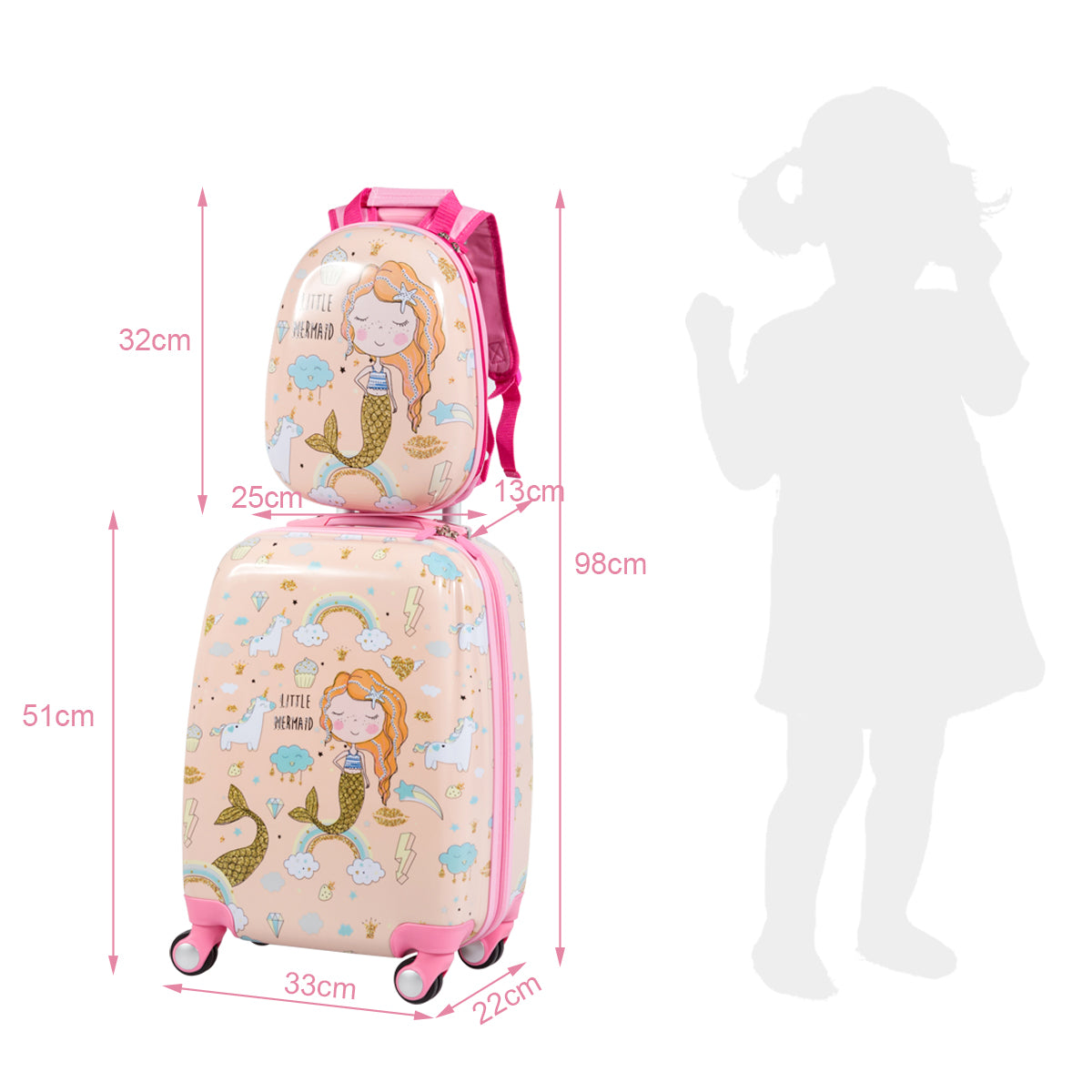 Kids Carry On Luggage Set - Mermaid
